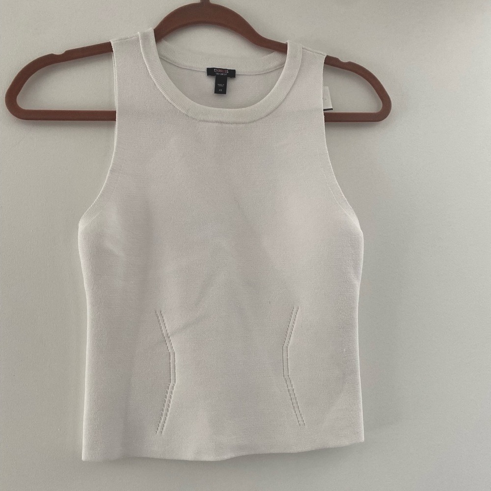 Express white knit tank top size xs